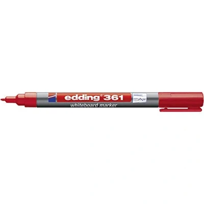 Imagen de edding 361 marcador para pizarras blancas rot 10 rotuladores punta redonda 1 mm rotulador pizarra blanca, borrado en seco flipchart, tablón de notas recargable