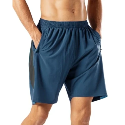Imagen de HMIYA Pantalones Cortos Deportivos para Hombre Transpirable Secado Rapido Running Fitness Gym(Índigo L)