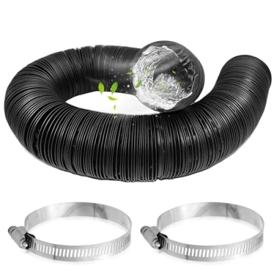 Imagen de Manguera de salida aire 100 mm diámetro, 6 m longitud, flexible, PVC, para acondicionado, secadora y campana, color negro