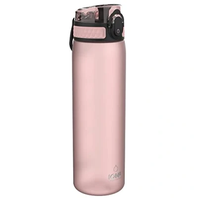Imagen de Ion8 Botella Agua, 500ml, a Prueba de Fugas, Fácil Abrir, Cerradura Segura, Apta para Lavavajillas, Sin BPA, Asa Transporte, Limpiar, Neutro en Carbono, Rosa Claro