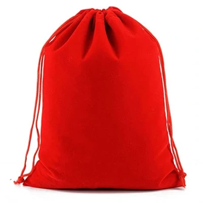 Imagen de 6 bolsas de terciopelo grandes 30 x 40 cm, color negro, con cordón, bolsa portátil, para joyas, regalo, joyas