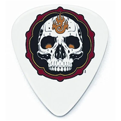 Imagen de JIM DUNLOP Púas Blackline II Alan Forbes, Saco de 36, Flame Skull, Blanco, 0,73mm