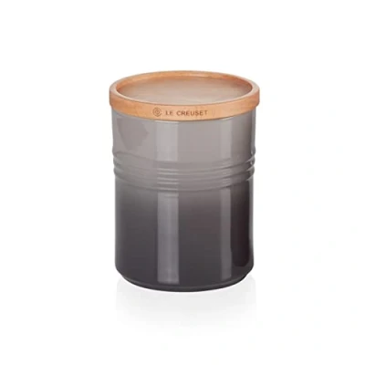 Imagen de Le Creuset Bote de almacenaje mediano Cerámica gres con tapa madera, gres, 540 ml, 10 cm, Flint, 91044401444099