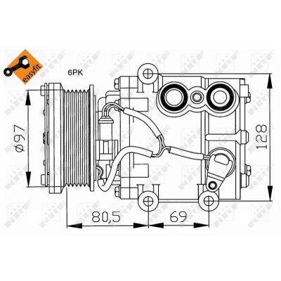 Imagen de NRF EASY FIT 32401 compresor de Aire Acondicionado SCROLL90V 12 PAG 46 con aceite PAG, junta anular FORD: FIESTA 5, Fusion Familiar