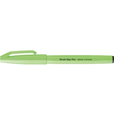 Imagen de Pentel SES15C FKX Brush Sign Pen Rotulador de punta tipo pincel, color verde neón