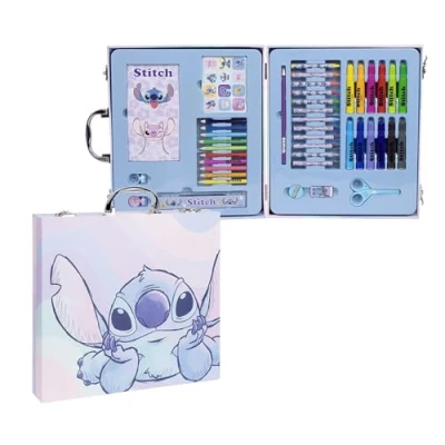 Imagen de Set de Papeleria Inspirado en Stitch Color Azul 30 X 27 4 Cm Incluye Maletín con Todo Lo Necesario para Colorear Producto Original Diseñado España