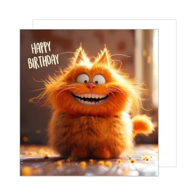 Imagen de Edition Seidel Tarjeta de cumpleaños cuadrada Premium con sobre. felicitación Feliz Billet Card para hombre mujer niños adolescentes niñas niño gato resaca humor (GQ235 SW024)