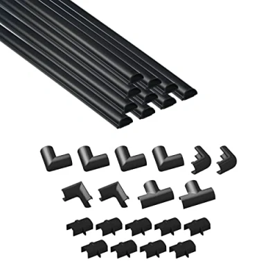 Imagen de D Line Micro+ 2010B 400, Canaletas adhesivas para cables, Solución organizar, proteger y cubrir cables 10x 20mm (anch.) x 10mm (alt.) 40 cm longitudes (4 metro) Negro