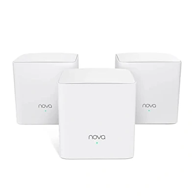 Imagen de Tenda Nova MW5G Mejor Sistema WiFi Mesh, Gigabit Router (AC1200 Doble Banda Cobertura hasta 300m², 2 * 1000Mbps Puertos, 80 Dispositivos, Compatible con Alexa, Control Parental, Blanco, 3 Hubs)