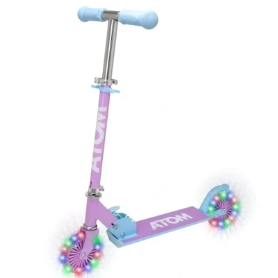 Imagen de HTI Patinetes en línea para niños Atom Light Up Wheels Patinete de Empuje con Mango Ajustable Altura Infantil Plegable fácil y niñas A