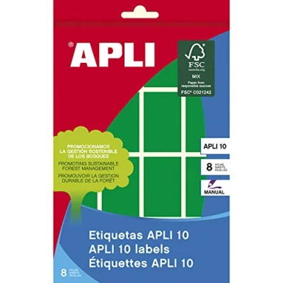 Imagen de APLI 2757 Etiquetas 10 verdes 25,0 x 40,0 mm 8 hojas