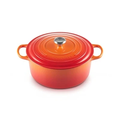Imagen de Le Creuset Evolution Cocotte con Tapa, Redonda, Todas Las Fuentes de Calor Incl. inducción, 8,1 l, Hierro Fundido, Naranja(Volcánico), 30 cm