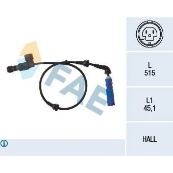 Imagen de FAE 78014 Sensor de ABS Eje delantero, izquierda activo 2 511 BMW: 3 Berlina, Coupé, Cabrio