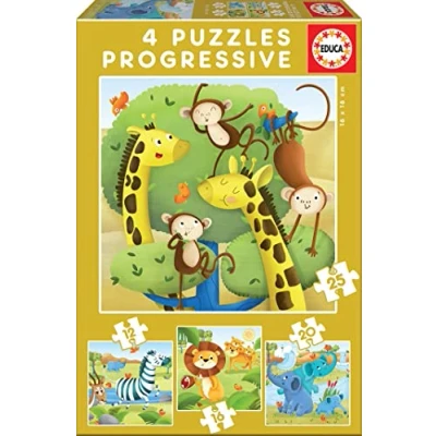 Imagen de Educa Animales de la Granja 4 Puzzles Progresivos, Multicolor, 17145