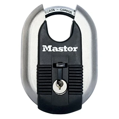 Imagen de MASTER LOCK Candado Redondo Alta Seguridad [Llave] [Acero Inoxidable] [Exterior] M187EURD Ideal para Portales, Garages, Sótanos