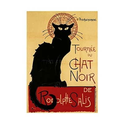 Imagen de Wee Blue Coo Black Cat Chat Noir Rodolphe Salis Paris France Impresión del Arte 12 x 16 Pulgadas