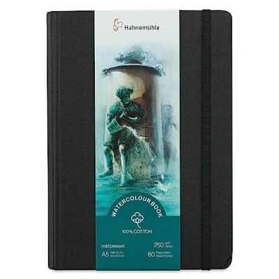 Imagen de Hahnemühle Watercolour Book Libro de acuarelas (100% algodón, 250 g/m², acabado mate, encolado, 30 hojas/60 páginas, formato A5)