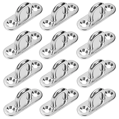 Imagen de SAIJIAN 12 Piezas M5 Placa de Ojo Acero Inoxidable 304 Cubierta Anclaje Pared Gancho Techo para Colgar Artículos Ganchos Fijos