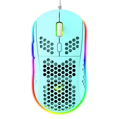 Imagen de Ratón RGB para Juegos Ligero en Forma de Panal, 6 Botones Programables, Modos Retroiluminación y 6400 DPI, USB con Cable, Plug &amp; Play, Compatible Windows, Mac, Laptop, PS4, XBox Verde