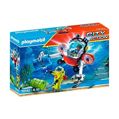 Imagen de PLAYMOBIL 70142 City Action Rescate Marítimo, Operación Medio Ambiente con Bote de Buceo, Juguete para niños a Partir 4 años, Multicolor
