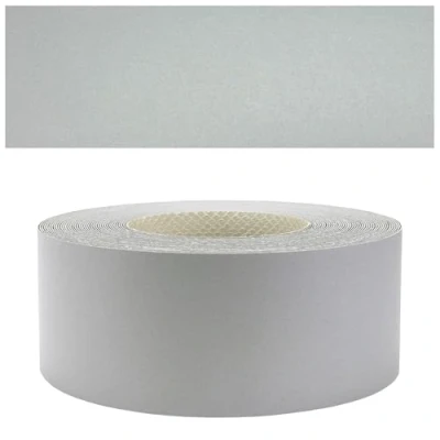Imagen de Mprofi MT® Cinta de Borde Melamina con Adhesivo Termofusible para Estantes Tablero Construcción Muebles Planchar Blanco Liso (Aluminio, 45mm x 10m)