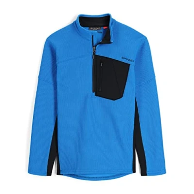 Imagen de Spyder Bandit Chaqueta de forro polar con media cremallera para hombre, color negro universitario, talla L