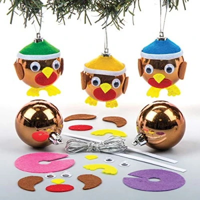 Imagen de Baker Ross Kits de Petirrojo Navidad para el árbol navidad: suministros creativos arte y manualidades navideños que los niños hagan decoren (paquete 6)