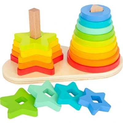 Imagen de Small Foot 11720 Juego para Encajar, encajr y apilar, a Partir de 12 Meses, Colores del arcoíris. Elefante, Estrellas Toys, Multicolor, (11720)