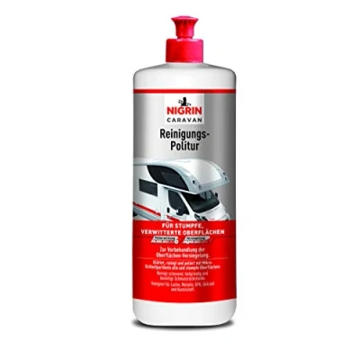 Imagen de NIGRIN Pulidor de autocaravana, limpia, cuida y prepara superficies vehículos, apto para máquinas pulidoras, como preparación el sellado, todo tipo 1 l