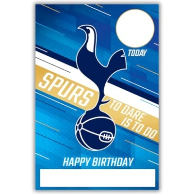 Imagen de Danilo Promotions Ltd Tottenham Football Club Tarjeta de cumpleaños con pegatinas para personalizar tu edad y nombre, color azul