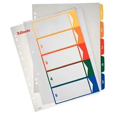 Imagen de Esselte Índices Proyectos Imprimibles, Tamaño A4 maxi, 5 pestañas, Multicolor, 100211