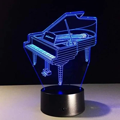 Imagen de 3D Piano Ilusión Lámpara luz Nocturna 7 Colores Cambiantes Touch USB de Suministro Energía Juguetes Decoración Regalo Cumpleaños Navidad