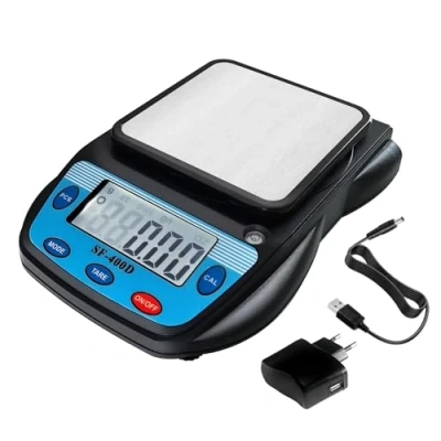 Imagen de Eosphorus balanza analítica digital LCD 600 g x 0,01 para laboratorios escolares Báscula precisión medir gramos, onzas, quilates, con cargador USB y fuente de alimentación CA/CC