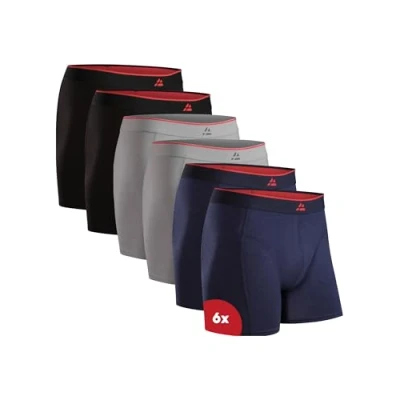 Imagen de DANISH ENDURANCE Calzoncillos de Bambú Premium para Hombre, Bóxers Hombre Transpirables, 6 Pack Multicolor (2X Negro, 2X Gris, Azul Marino) 4XL