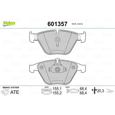 Imagen de VALEO 601357 Juego de pastillas freno Eje delantero excl. contacto avisador desgaste Chapa antichirridos BMW: 5 Touring, Berlina