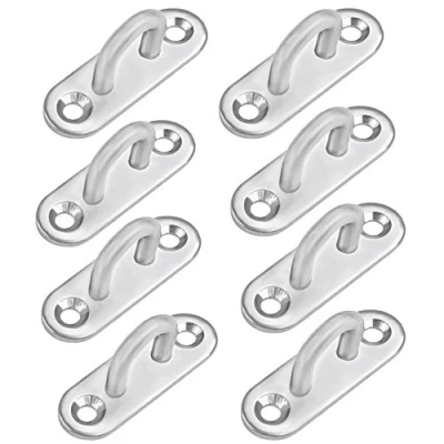 Imagen de Belle Vous Placa de Ojo M5 Acero Inoxidable Anclaje Pared (Pack 8) Resistentes Ganchos Techo/Pared Forma U (50 x 17 mm) Capacidad 40 kg Argolla para Colgar