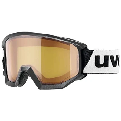 Imagen de uvex athletic LGL, gafas de esquí unisex, con mejora del contraste, campo visual ampliado antivaho, black/lasergold lite blue, one size