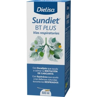 Imagen de Dielisa Sundiet BT Plus, Complemento Alimenticio Líquido a Base de Plantas Medicinales y Miel Eucalipto, Contribuye Suavizar la Garganta las Vías Respiratorias Superiores 500 ml