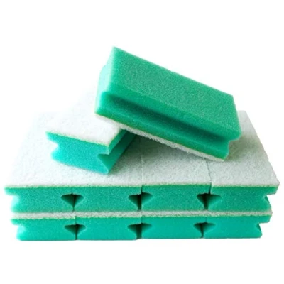 Imagen de Sonty 10 esponjas de limpieza sin arañazos, lavables, tamaño 15 x 7 4 cm, color blanco (verde)