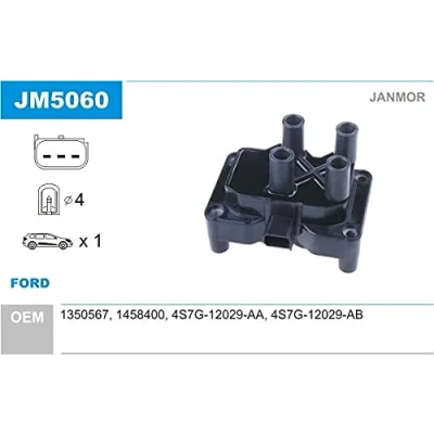 Imagen de JANMOR JM5060 Bobina de encendido FORD: FIESTA 5, MONDEO 3 Stufenheck,