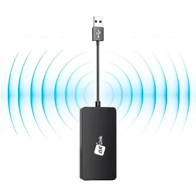 Imagen de NK Adaptador Apple Car Play/Android Auto Inalámbrico Bluetooth 5.0, Plug &amp; Play, Mirrorlink (Compatible con iOS y Android) Imprescindible Unidad Principal Android, Azul, LINKAND