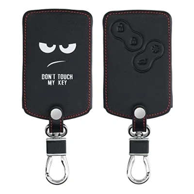 Imagen de kwmobile Funda Compatible con Renault Llave de Coche 4 Botones (Solo Keyless Go) Cubierta Cuero sintético Case para Mando y Control Auto Don&#039;t Touch my Key
