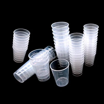 Imagen de YuChiSX 50 Pack Tapas de plástico graduadas Transparentes Tazas medidoras para Mezcla Pintura, tintura, epoxi, Resina