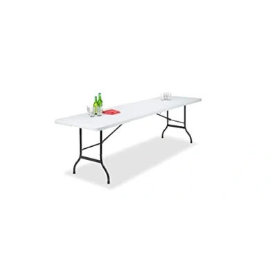 Imagen de mesa de jardín plegable BDW 240 x 75 cm, asa plástico, para 10 personas, bufé, camping, jardín, Blanco