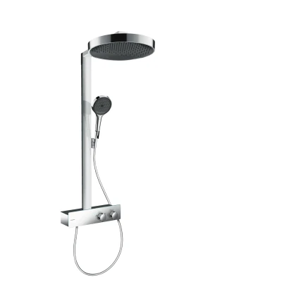 Imagen de hansgrohe Rainfinity, sistema de ducha con termostato, lluvia (360 mm) grifo, mano (3 tipos chorro), flexo, barra, fija redondo (1 tipo cromo