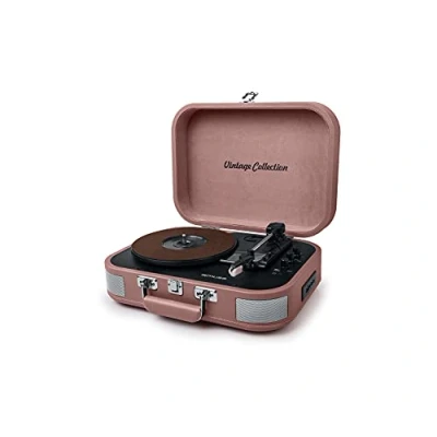Imagen de Muse MT 201 BTB Giradiscos Tres velocidades, Bluetooth, USB y Lector de Tarjetas SD, Rosa