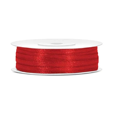 Imagen de Cinta de Raso Satinado Poliéster Lazo Embalaje Regalo 6/12/25/38/50/100 mm x 25 m (Tamaño 3 Color Rojo)