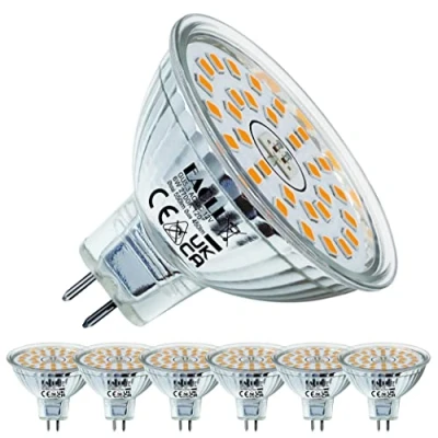 Imagen de EACLL Bombillas LED GU5.3 Blanco Cálido, 6W Equivalente 50W MR16 Halógena, Pack de 6, Focos Sin Parpadeo AC/DC 12V, 2700K 450 Lúmenes 120 Spotlight, Lámpara Reflectora no Regulable