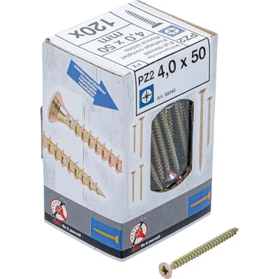 Imagen de BGS Diy 88045 Tornillos multiuso cruz PZ2 4,0 x 50 mm 120 piezas