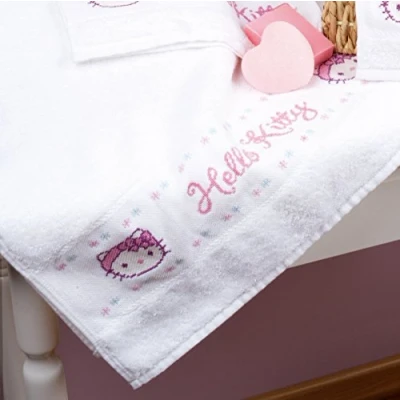 Imagen de Vervaco Kit de Serviette Hello Kitty Salle Bain Lot d 2, Algodón, Multicolor, ca. 30 x 50 cm / 12&quot; 20&quot;